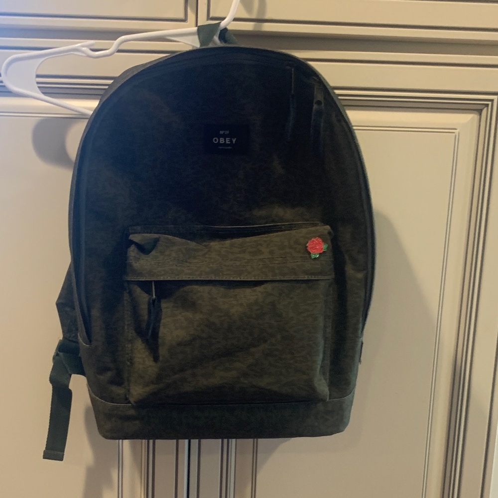Obey Olive Backpack with Rose Detail